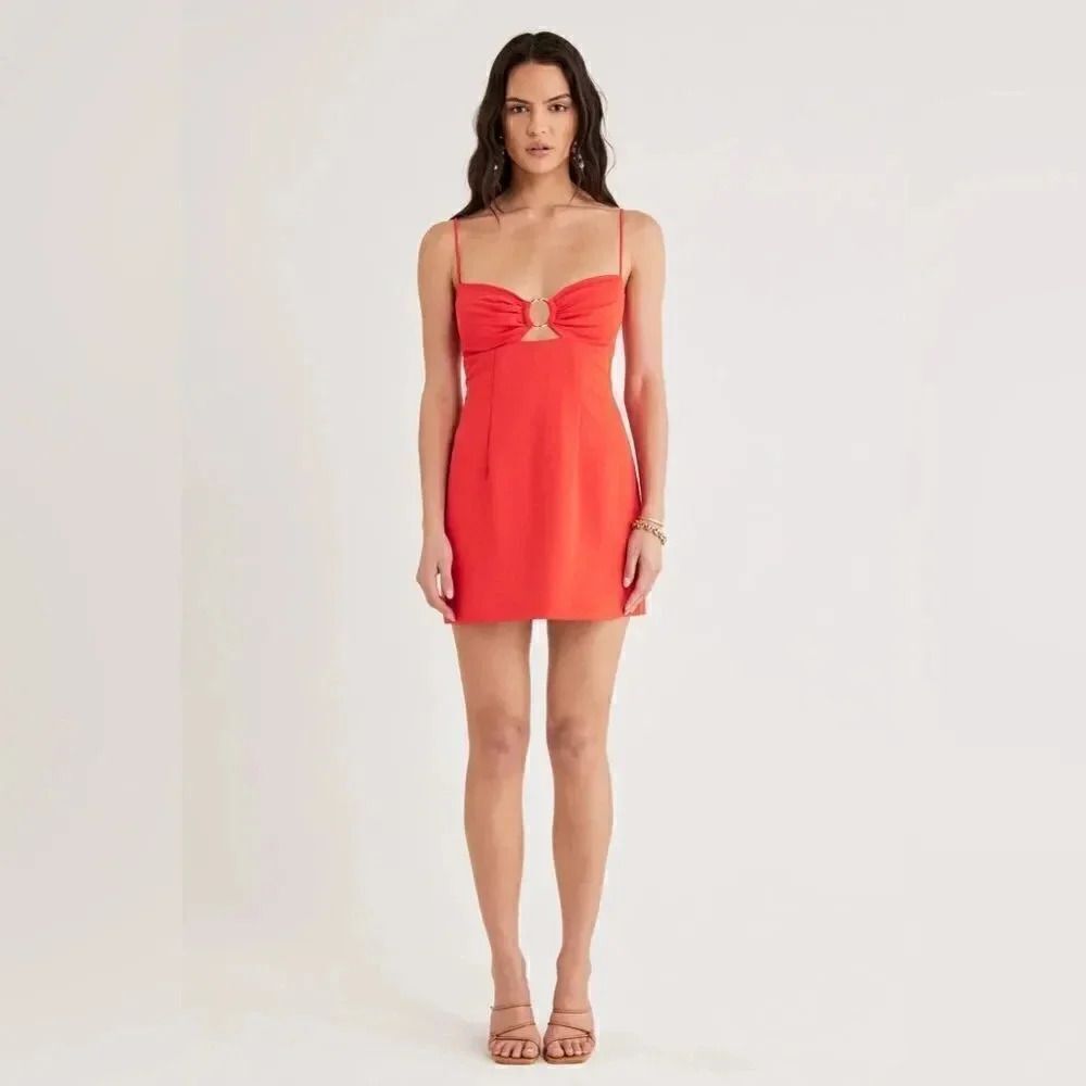 NWT women’s RUMER THE LABEL x REVOLVE orange lunar  Mini a line dress sz medium